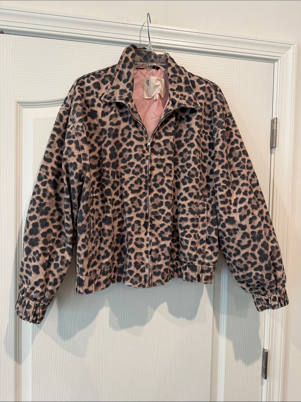 Pilcro Leopard-Print Bomber Jacket in Pink and Brown